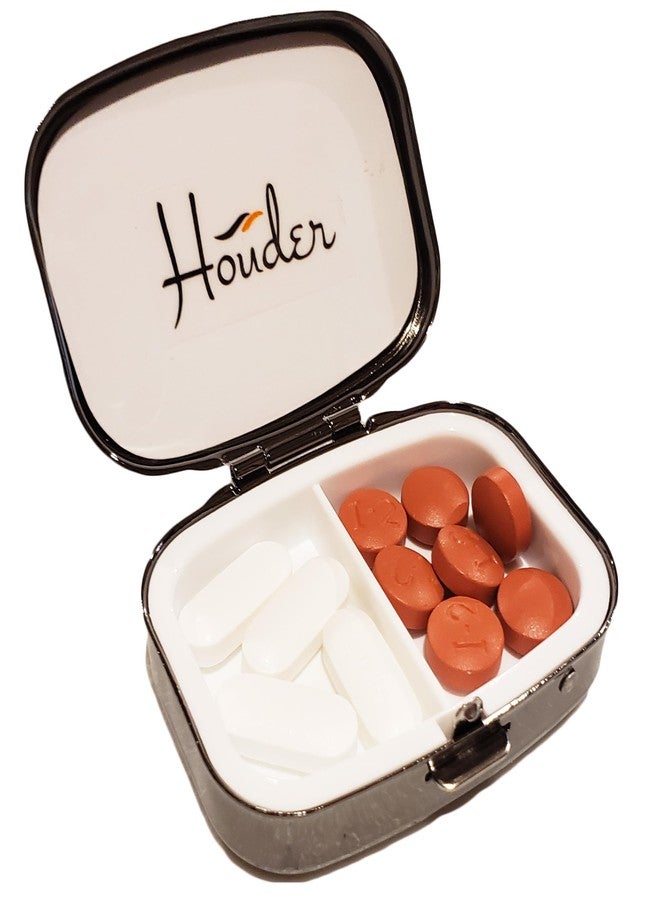 Houder Classy Gray Metal Pill Box Decorative Pill Case with Gift Box - Carry Your Meds in Style (Rectangular) - Image 3